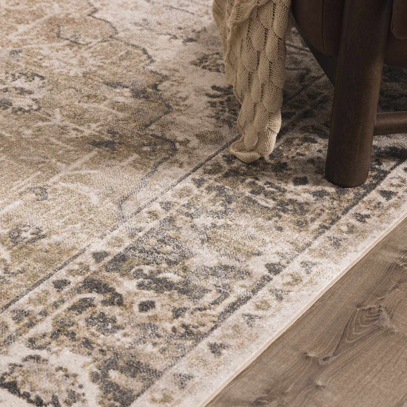 Rudo Beige Flat Pile Washable Rug