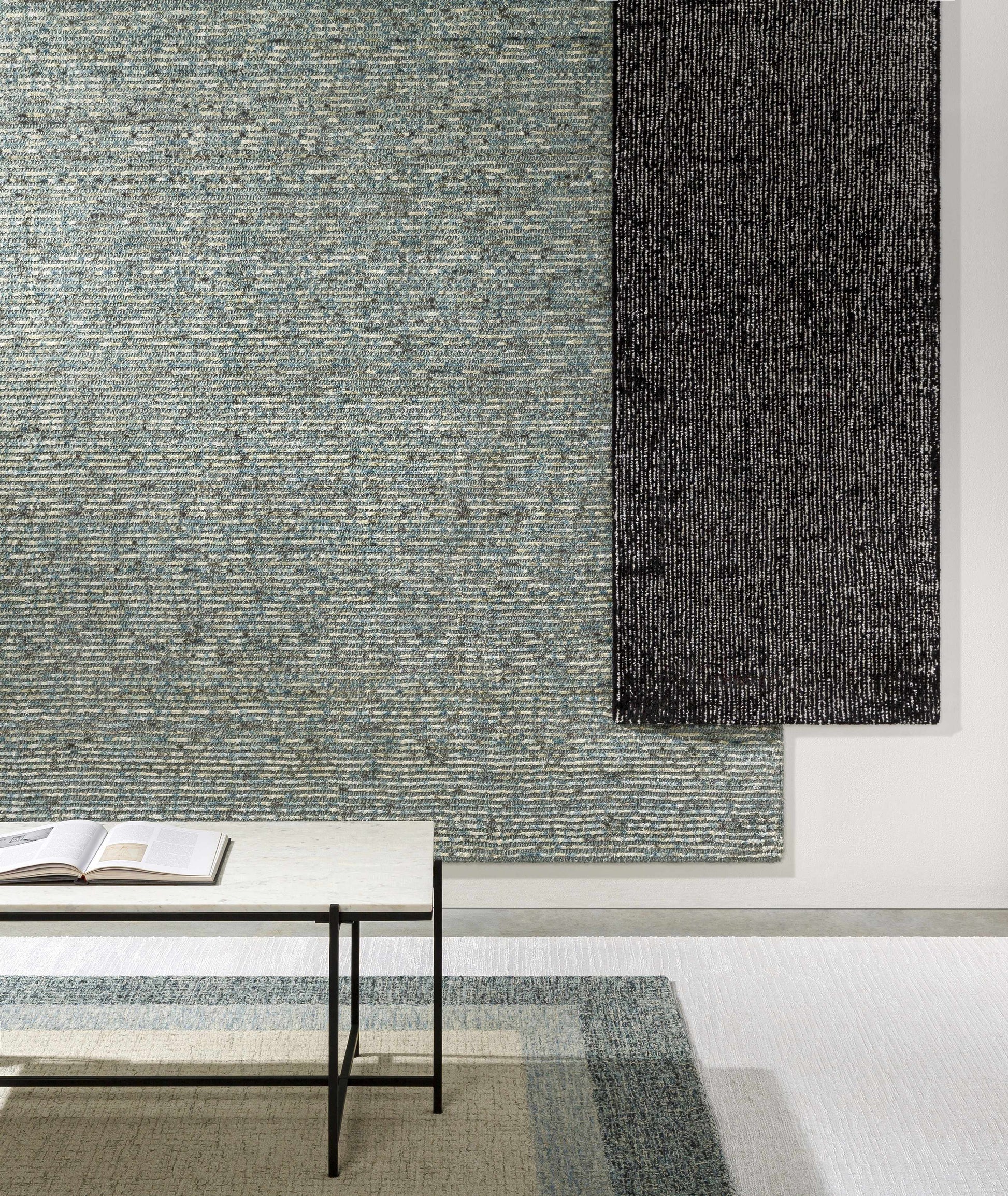 Padada Green Bordered Cream Wool Rug