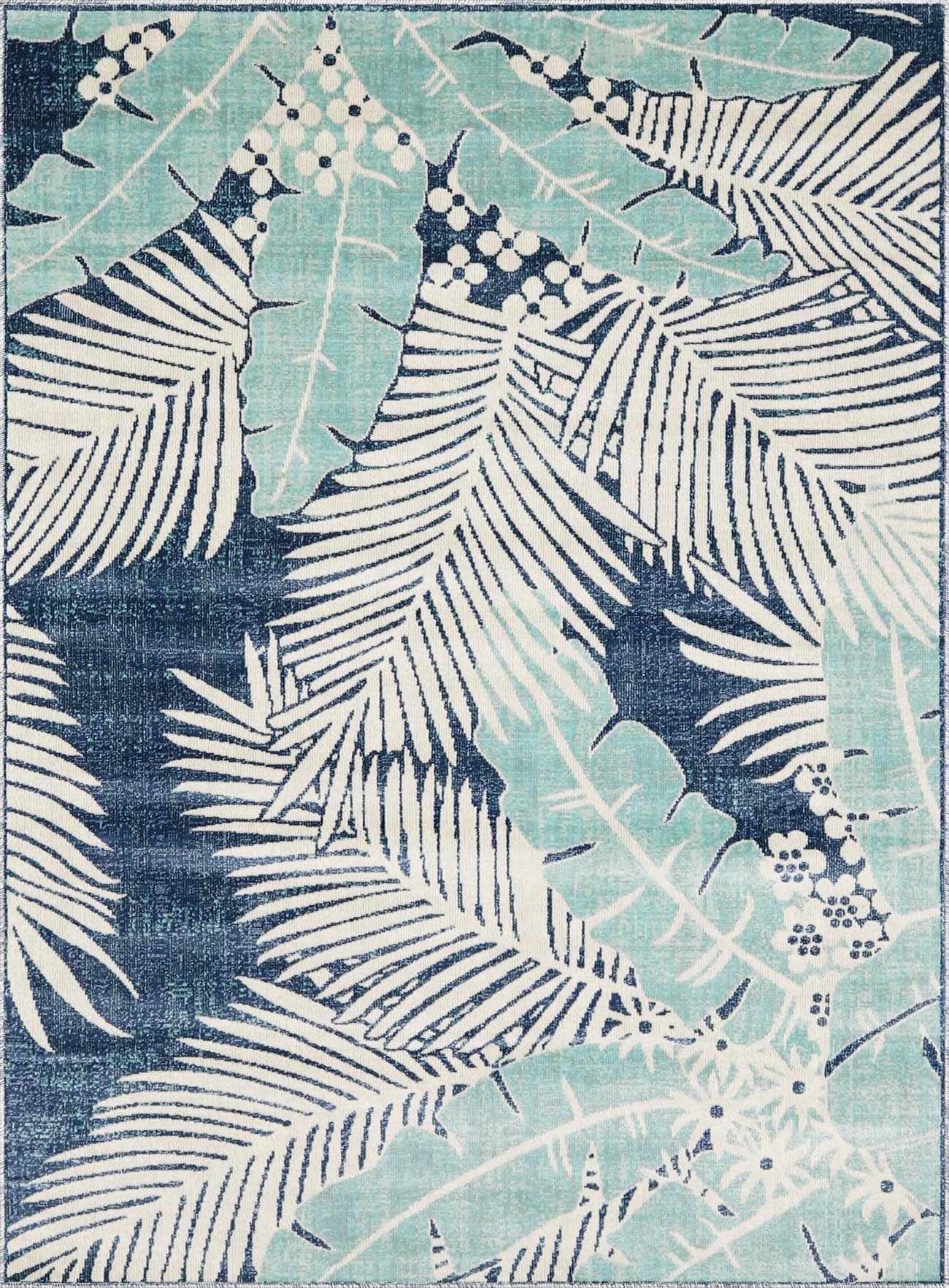 Thebarton Coastal Blue Palm Area Rug