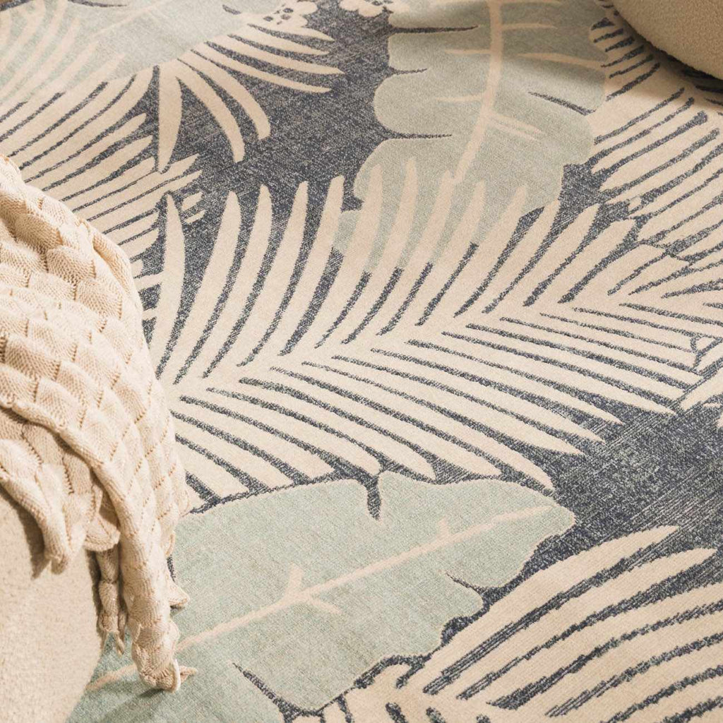 Thebarton Coastal Blue Palm Area Rug