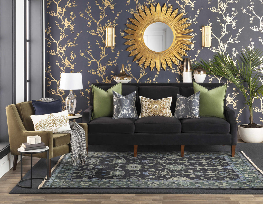 Brockton Solid Dark Blue Wool Rug