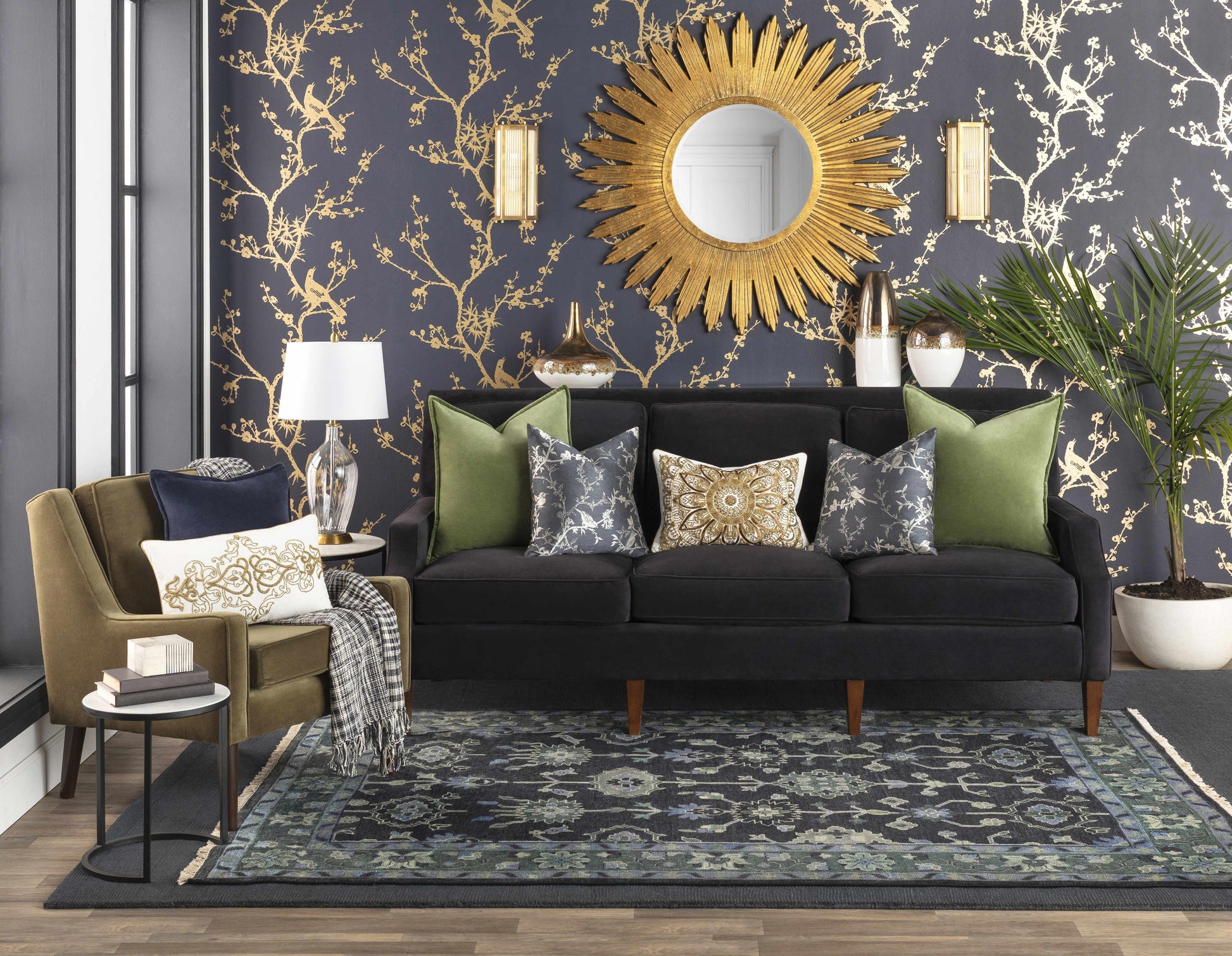 Brockton Solid Dark Blue Wool Rug