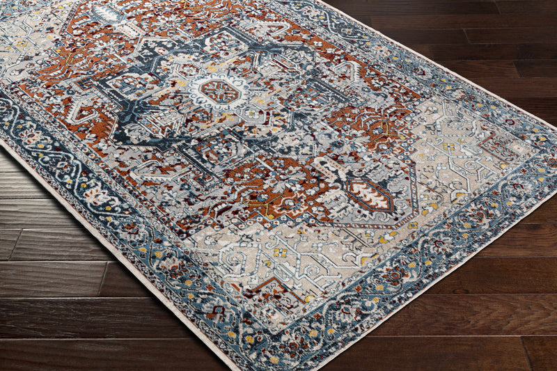 Cabacungan Blue & Rust Washable Area Rug - Clearance