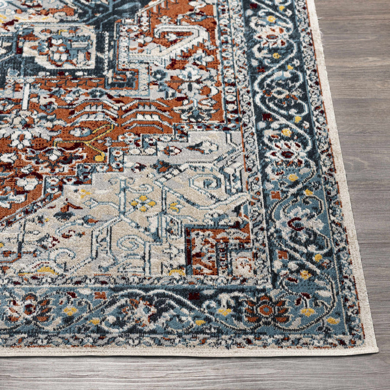 Cabacungan Blue & Rust Washable Area Rug - Clearance