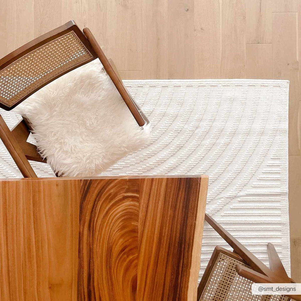 Deron White Washable 3D Rug