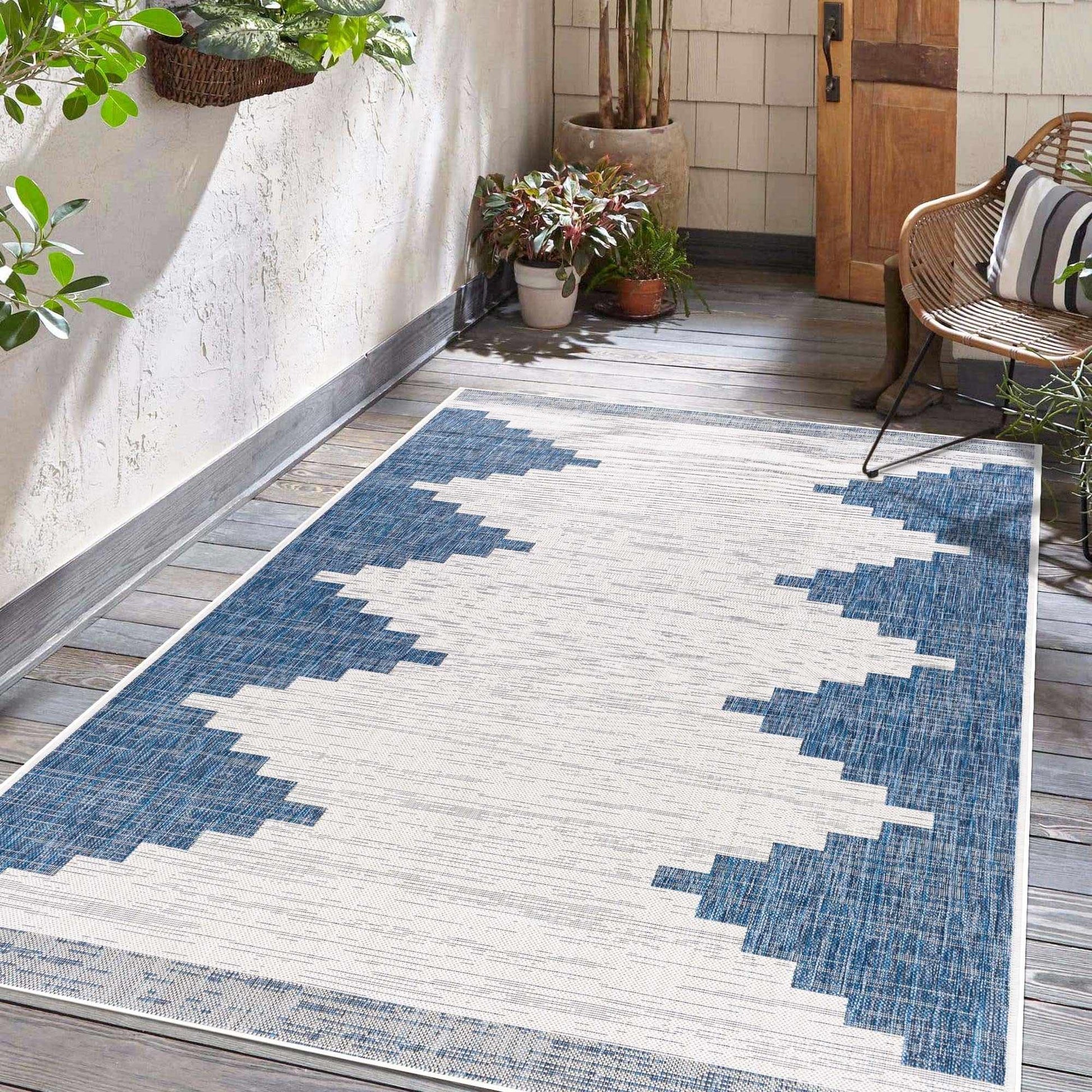Djugun Navy Indoor & Outdoor Area Rug - Clearance