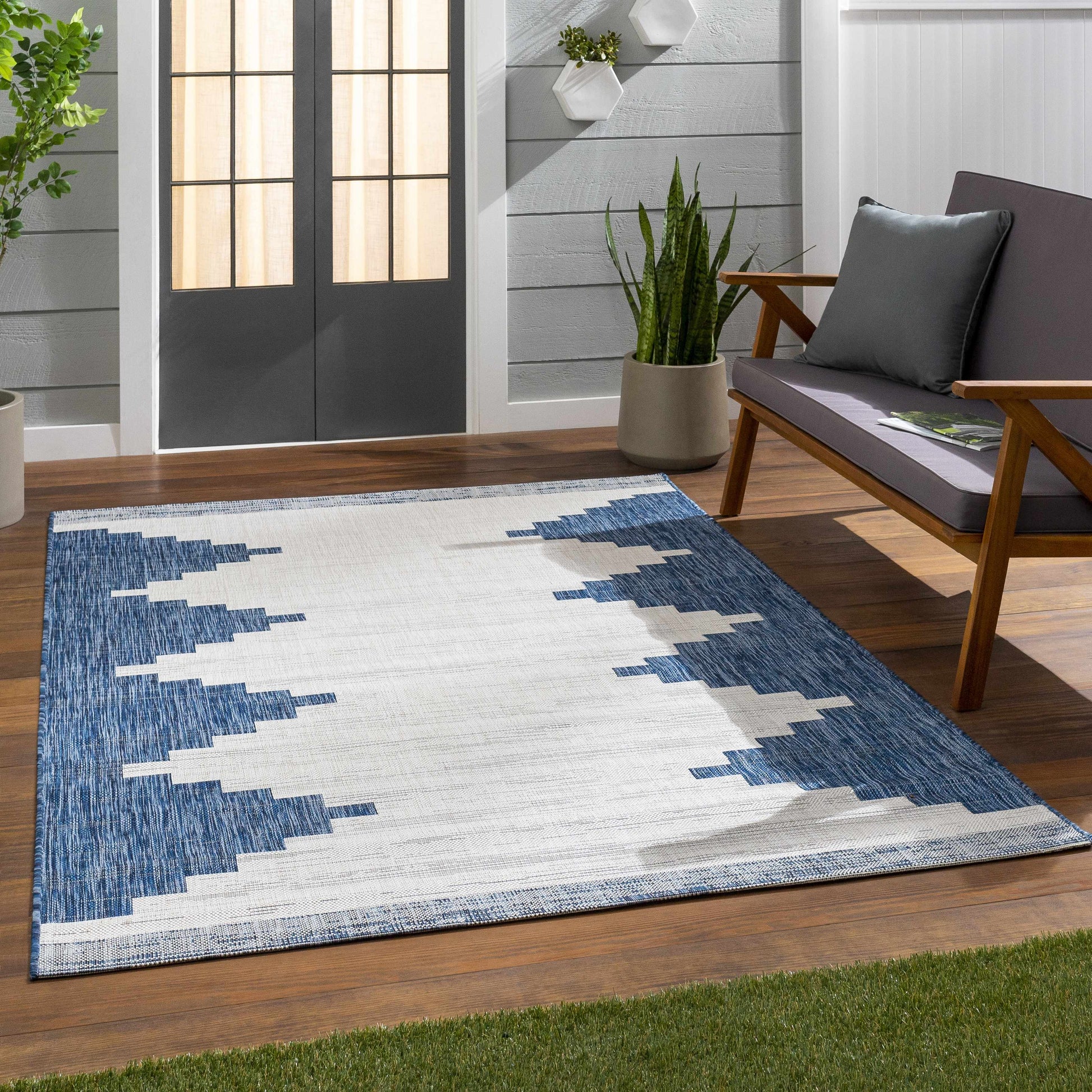 Djugun Navy Indoor & Outdoor Area Rug - Clearance