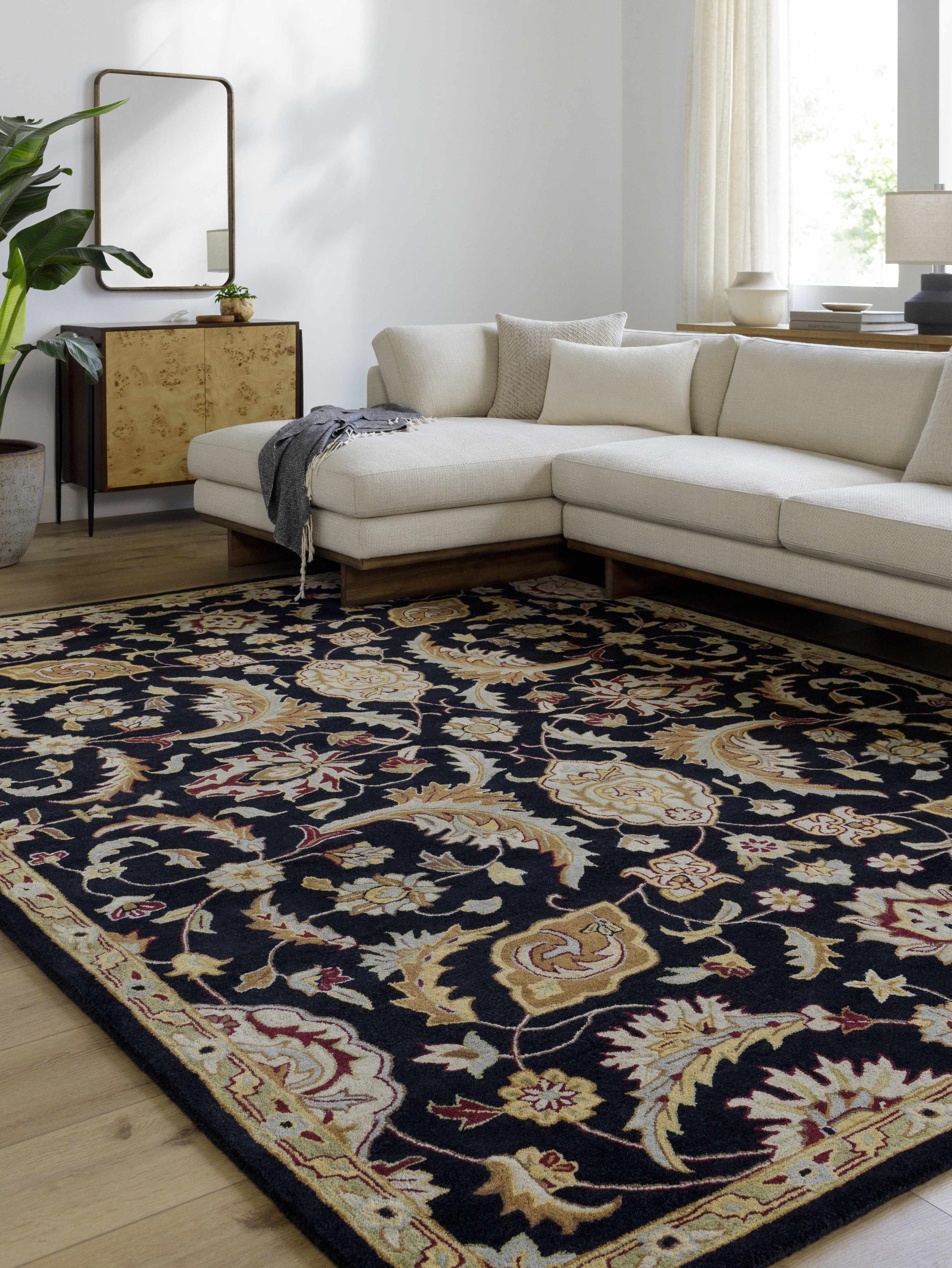 Blomkest Black&Yellow Traditional Wool Carpet