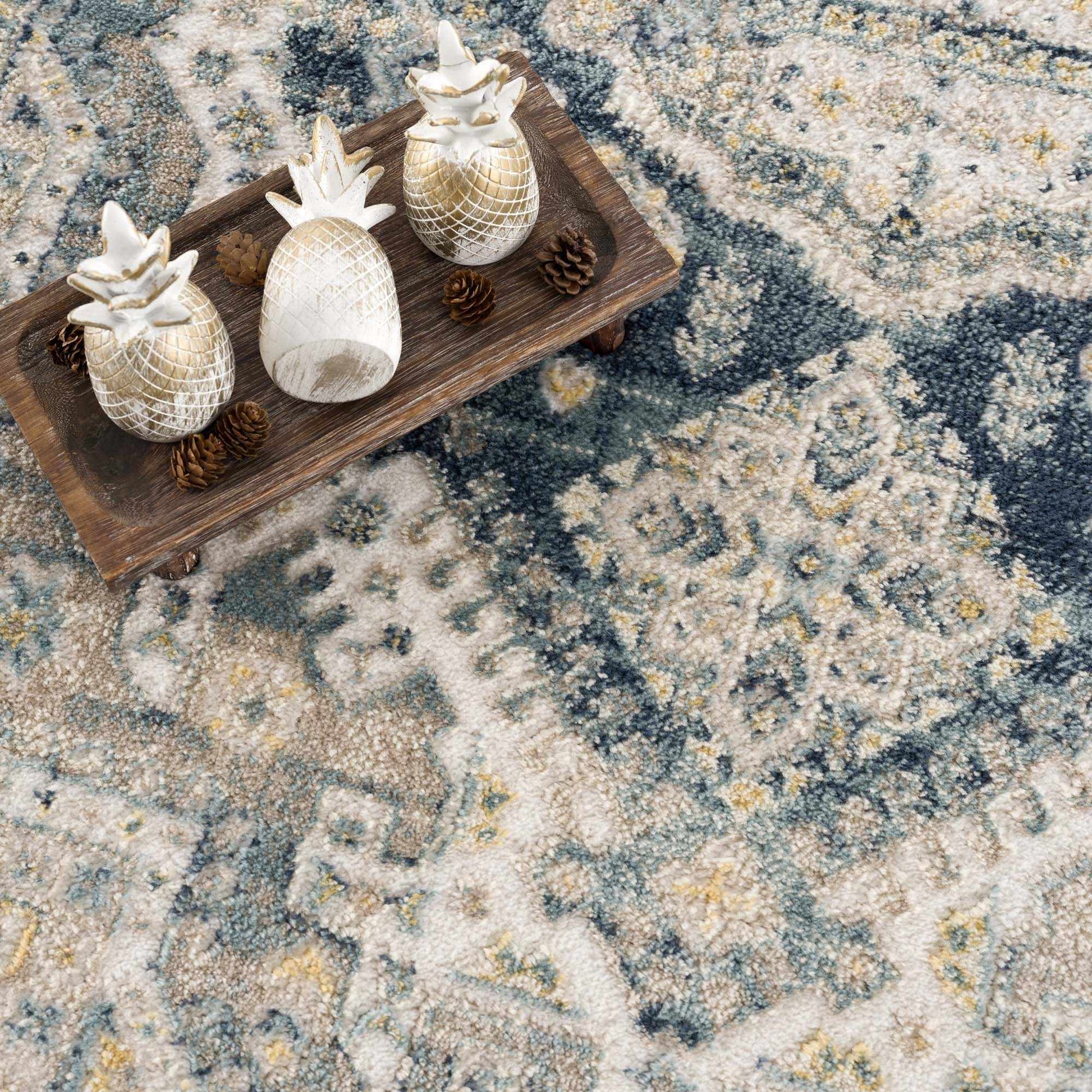 Brend Blue Medallion Area Rug - Clearance