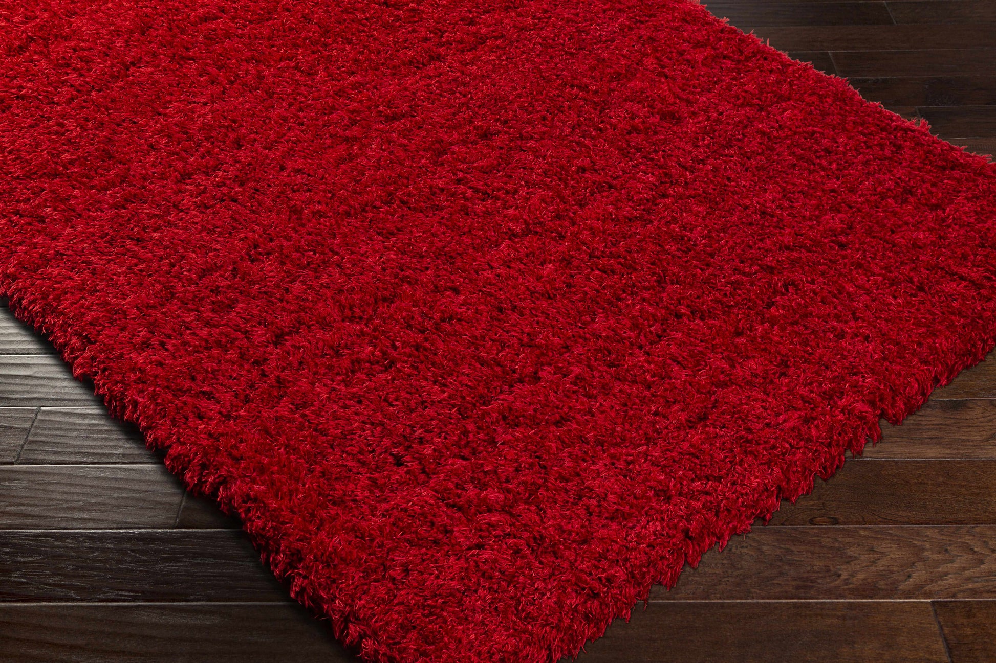 Siari Solid Red Shag Area Rug - Clearance