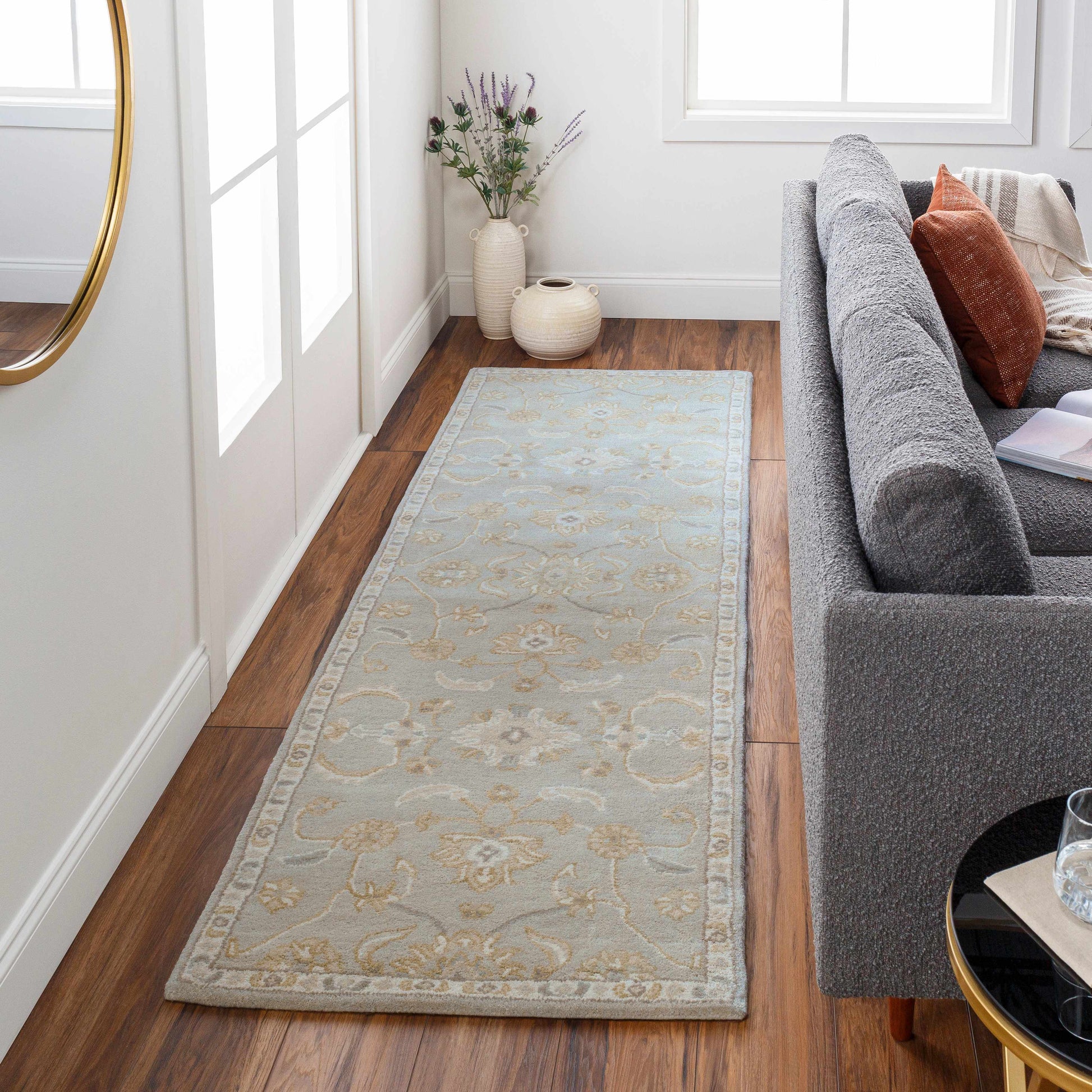 Copen Beige Floral Wool Rug