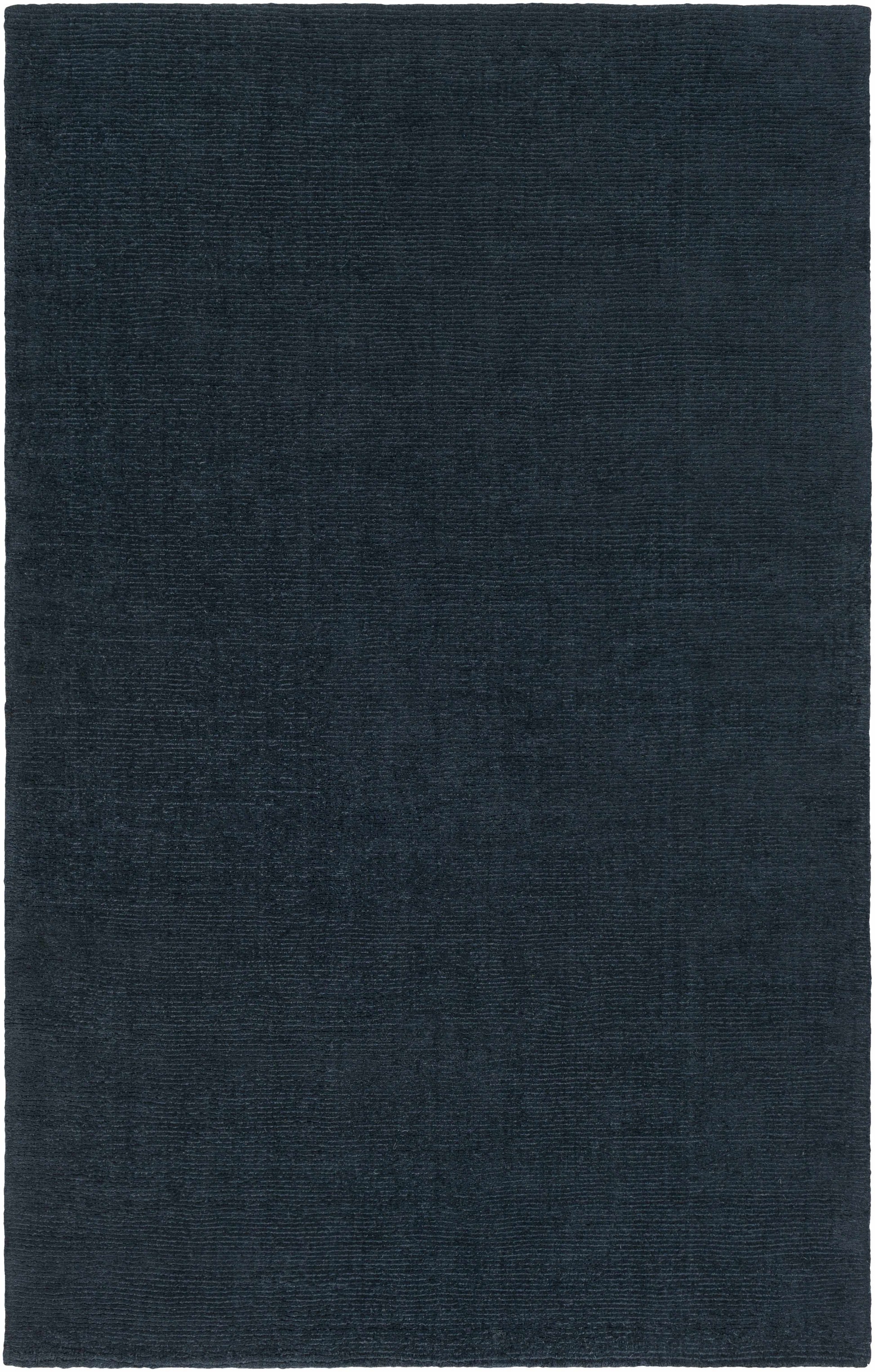 Brockton Solid Dark Blue Wool Rug