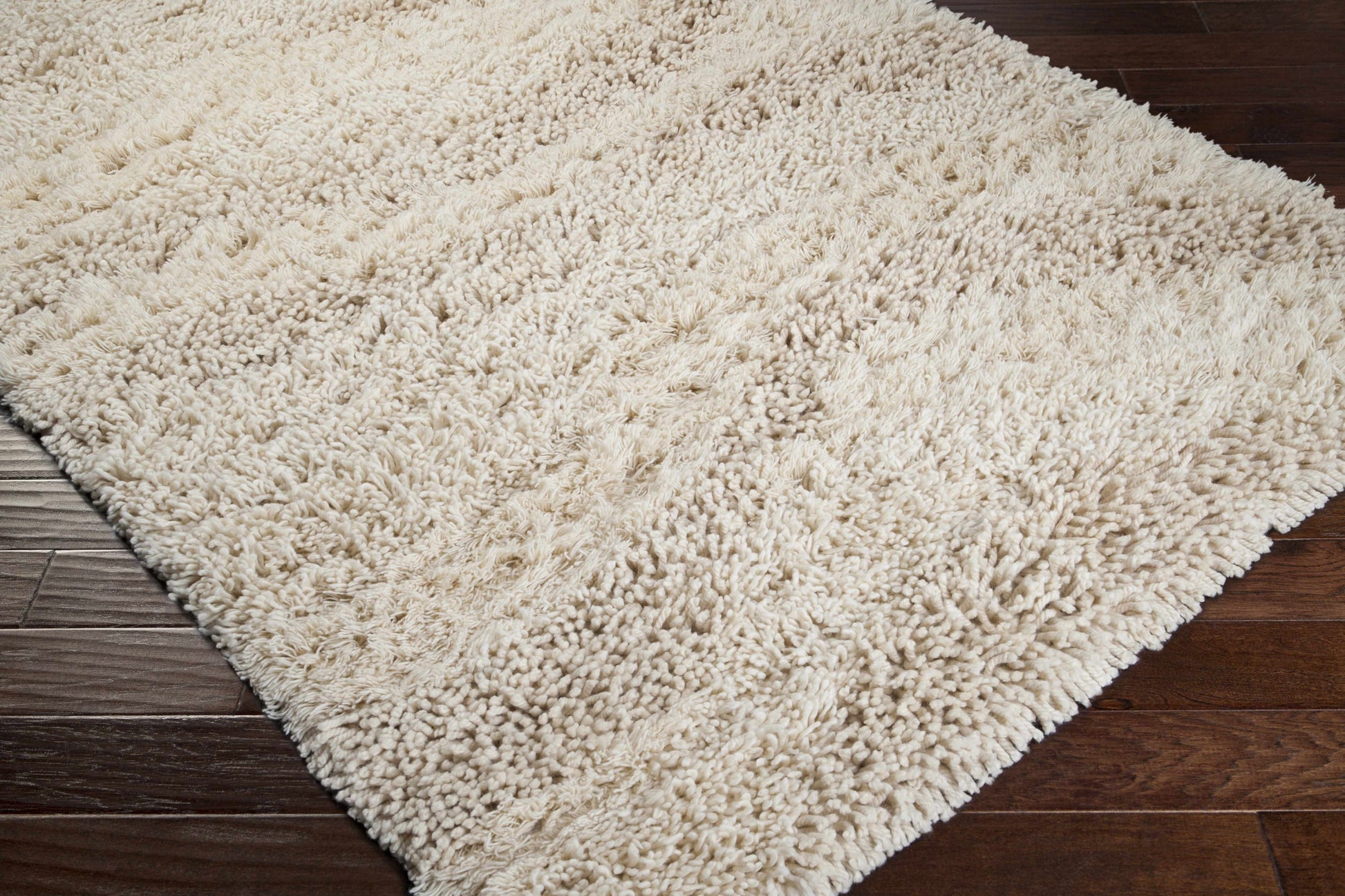 Kettering Solid Cream Wool Shag Rug