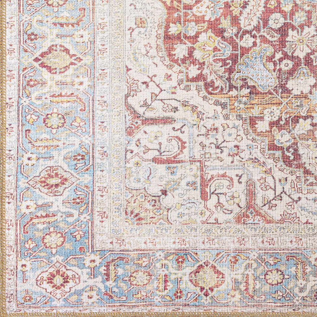 Cream Rust Leeston Washable Rug - Clearance