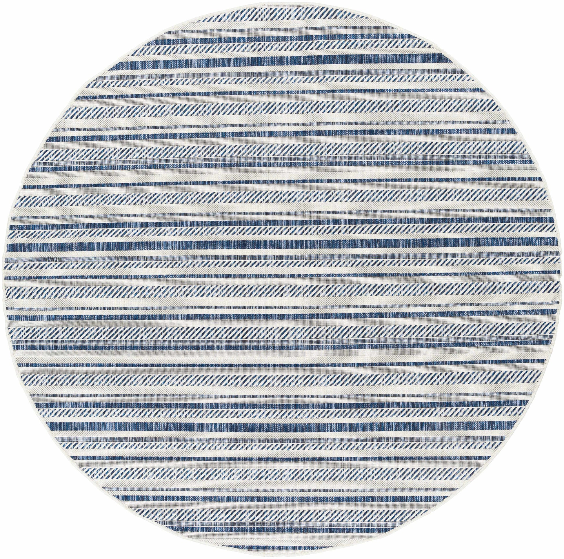 Olin White&Blue Striped Nordic Rug