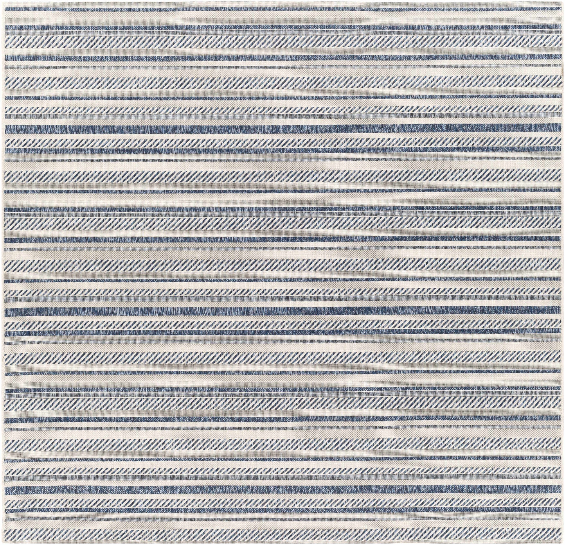 Olin White&Blue Striped Nordic Rug