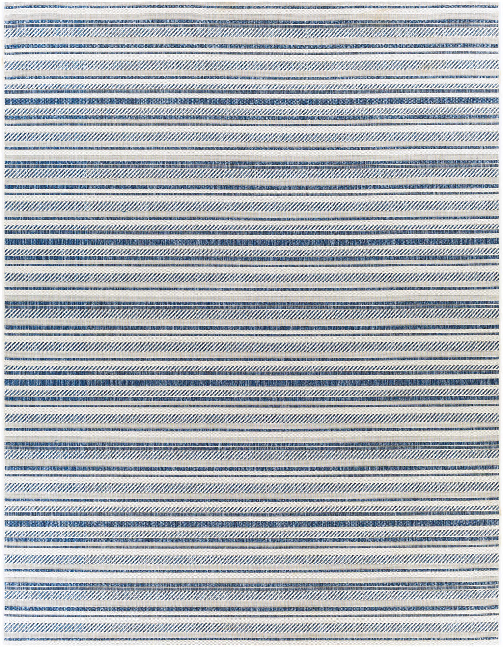 Olin White&Blue Striped Nordic Rug