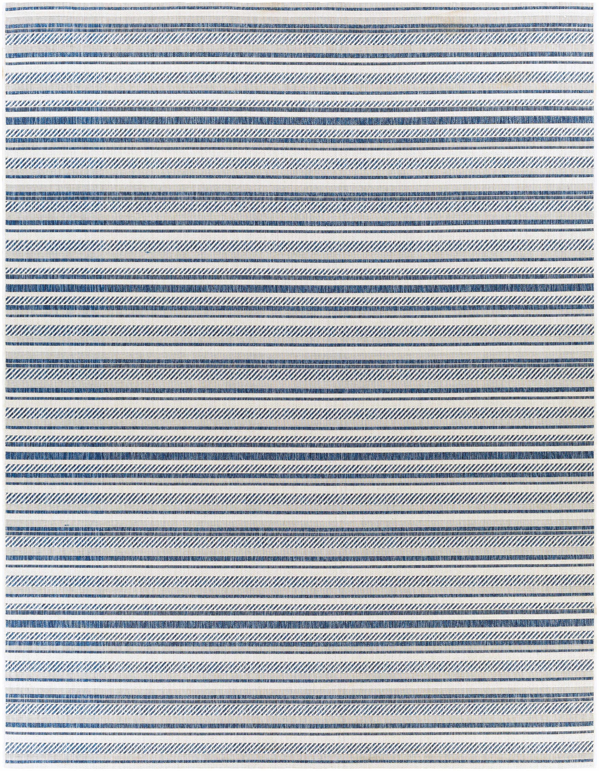 Olin White&Blue Striped Nordic Rug