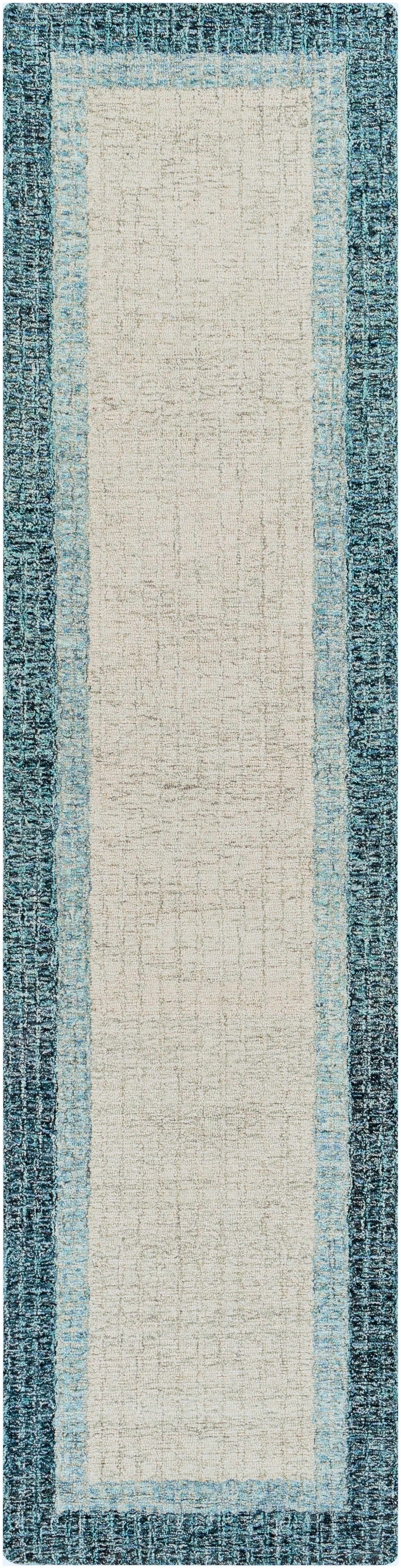 Padada Green Bordered Cream Wool Rug