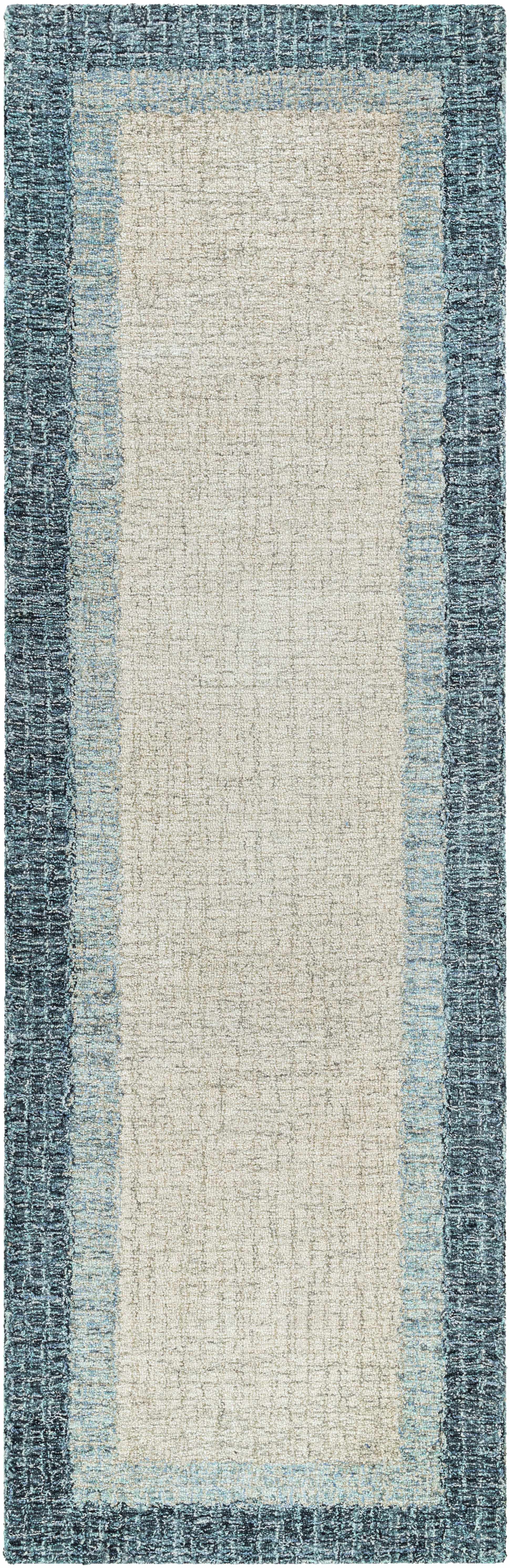 Padada Green Bordered Cream Wool Rug