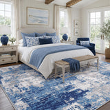 RELEANY modern abstract washable area rug in Blue/Gray — product photo 2
