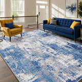 RELEANY modern abstract washable area rug in Blue/Gray — product photo 3