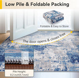 RELEANY modern abstract washable area rug in Blue/Gray — product photo 6