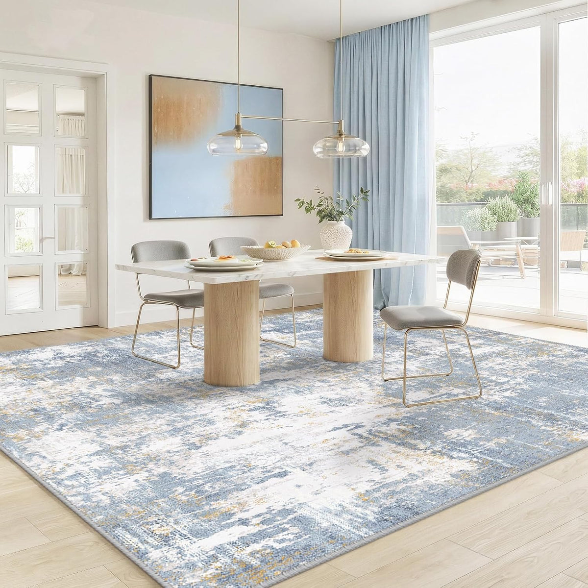RELEANY Modern Abstract Rug — Light Blue — detail-2