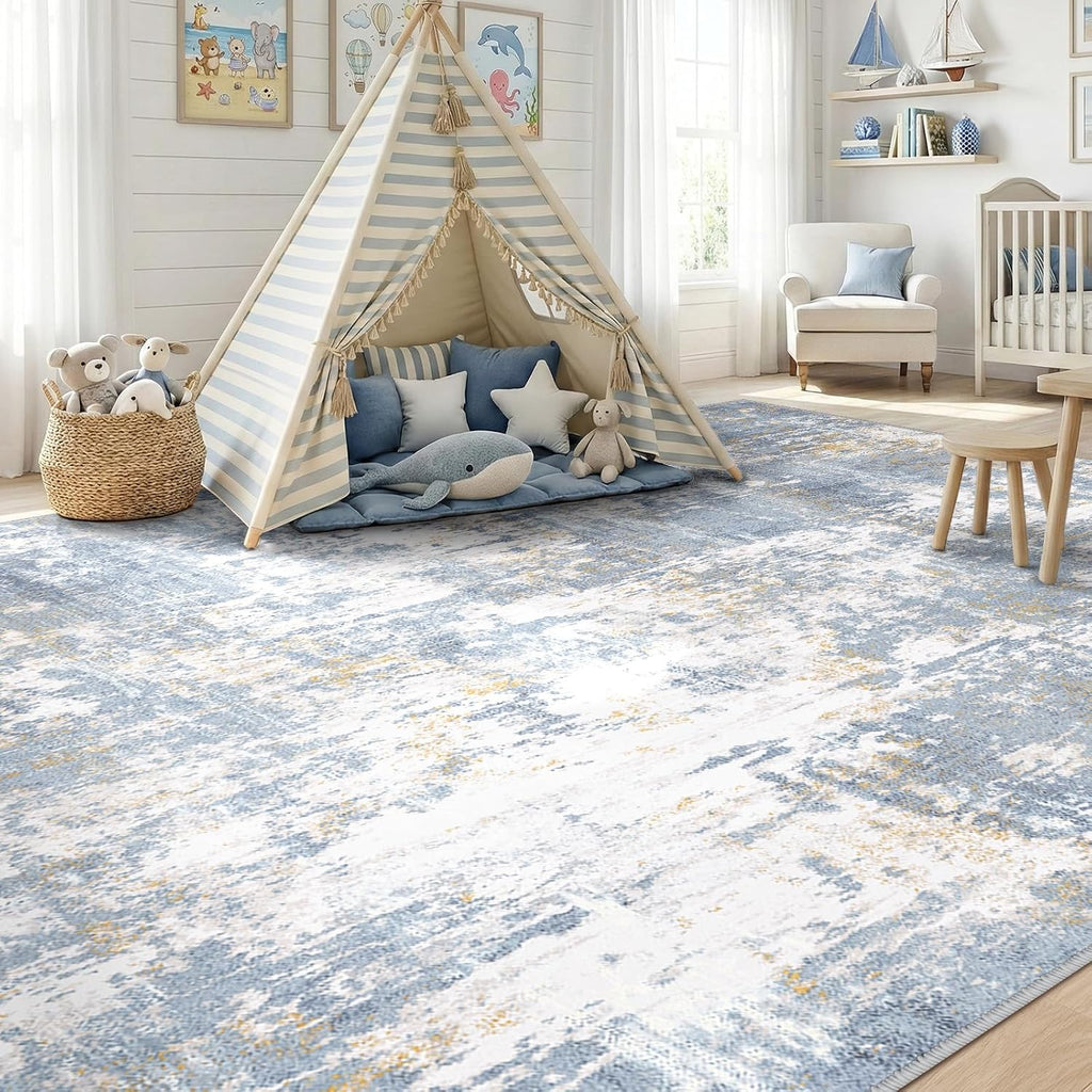 RELEANY Modern Abstract Rug — Light Blue — detail-4