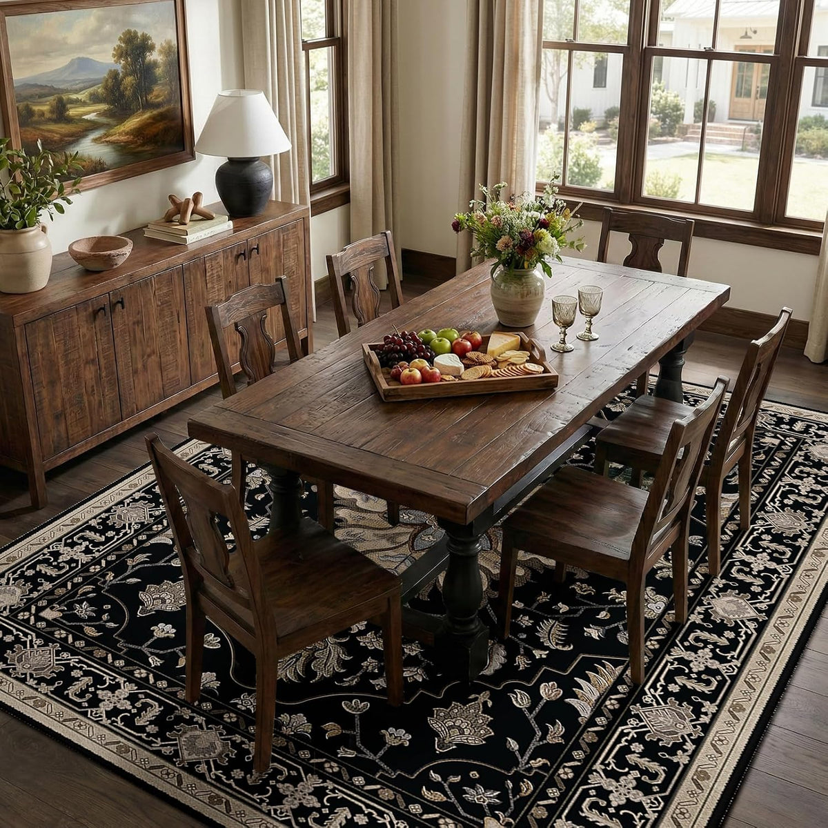 RELEANY vintage medallion rug Black / Neutral gallery detail 3