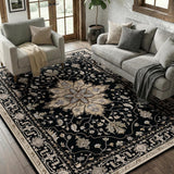 RELEANY vintage medallion rug Black / Neutral primary color image