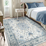 RELEANY vintage medallion rug Blue / White / Gray gallery detail 2