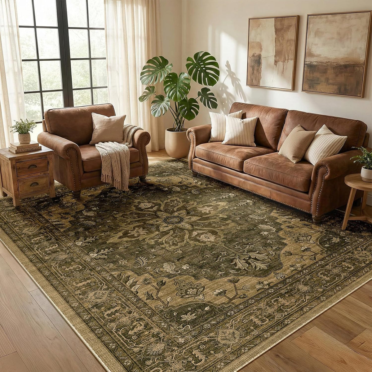 RELEANY vintage medallion rug Brown / Dark Brown gallery detail 2
