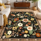 RELEANY Floral Washable Area Rug — Black/Yellow/Red — 5×7 room installation | ASIN B0FSD7Q9KF | pending price