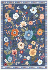 RELEANY Floral Washable Area Rug — Blue/Grey — exact supplier color reference