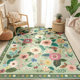 RELEANY Floral Washable Area Rug — Lightgreen — 5×7 room installation | ASIN B0D8VWWLGC