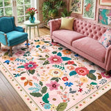 RELEANY Floral Washable Area Rug — Pink — exact supplier product photo