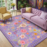 RELEANY Floral Washable Area Rug — Purple/Pink — exact Amazon 5×7 image, ASIN B0FKGVCK8F
