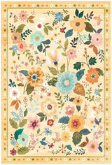 RELEANY Floral Washable Area Rug — Yellow/Orange/Blue — exact supplier color reference