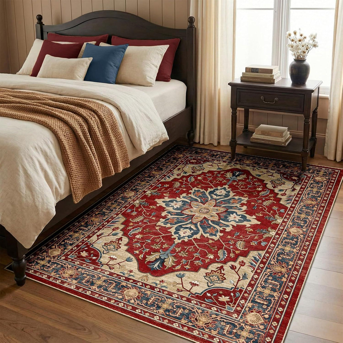 RELEANY Vintage Medallion Washable Rug – Red / Blue - gallery 2