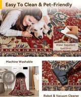 RELEANY Vintage Medallion Washable Rug – Red / Blue - gallery 5