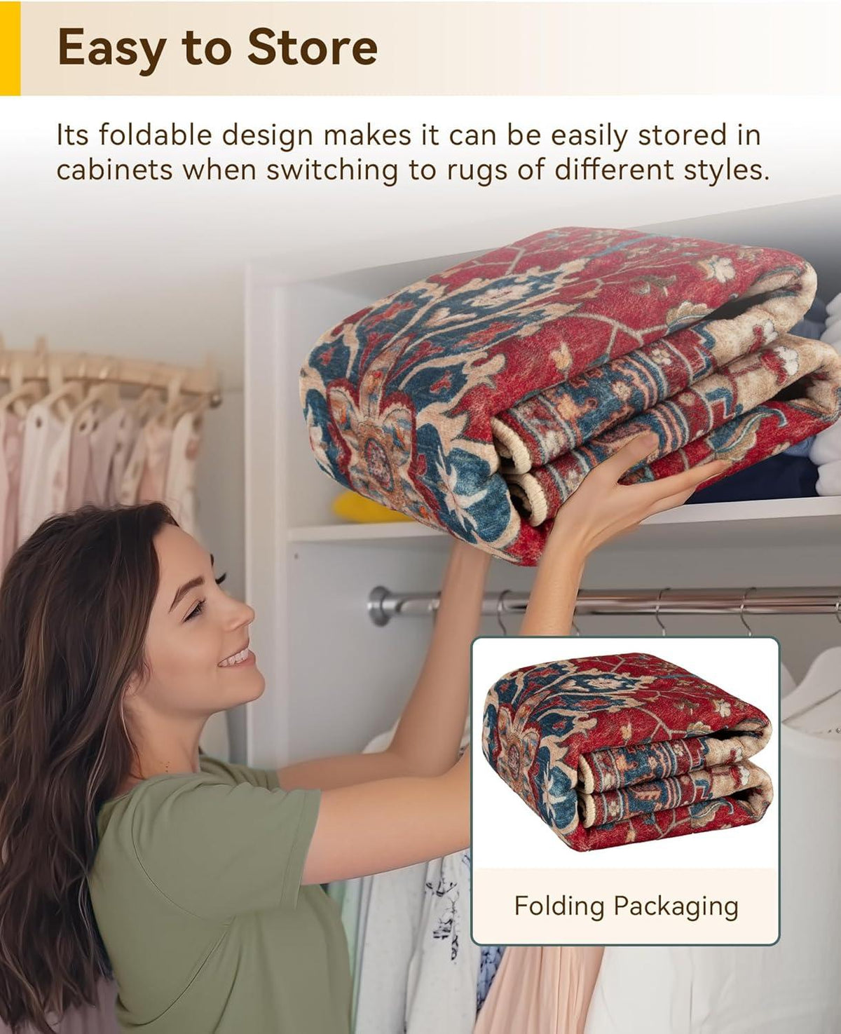 RELEANY Vintage Medallion Washable Rug – Red / Blue - gallery 6
