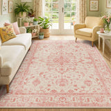 RELEANY vintage medallion rug Pink / Light Vintage Pink primary color image