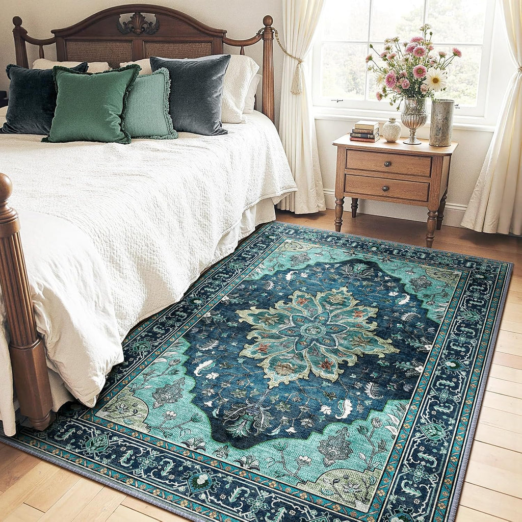 RELEANY vintage medallion rug Teal gallery detail 2