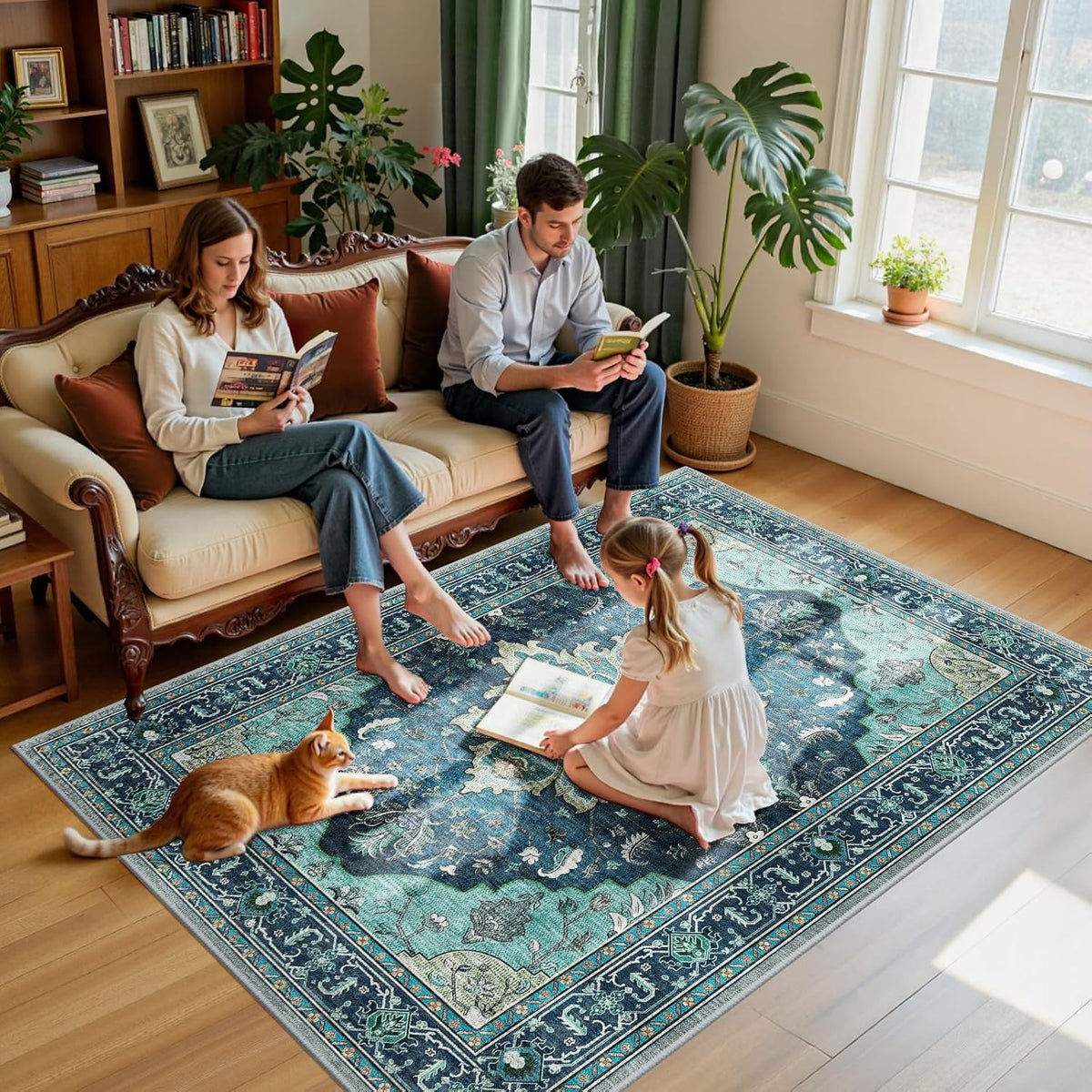 RELEANY vintage medallion rug Teal gallery detail 3