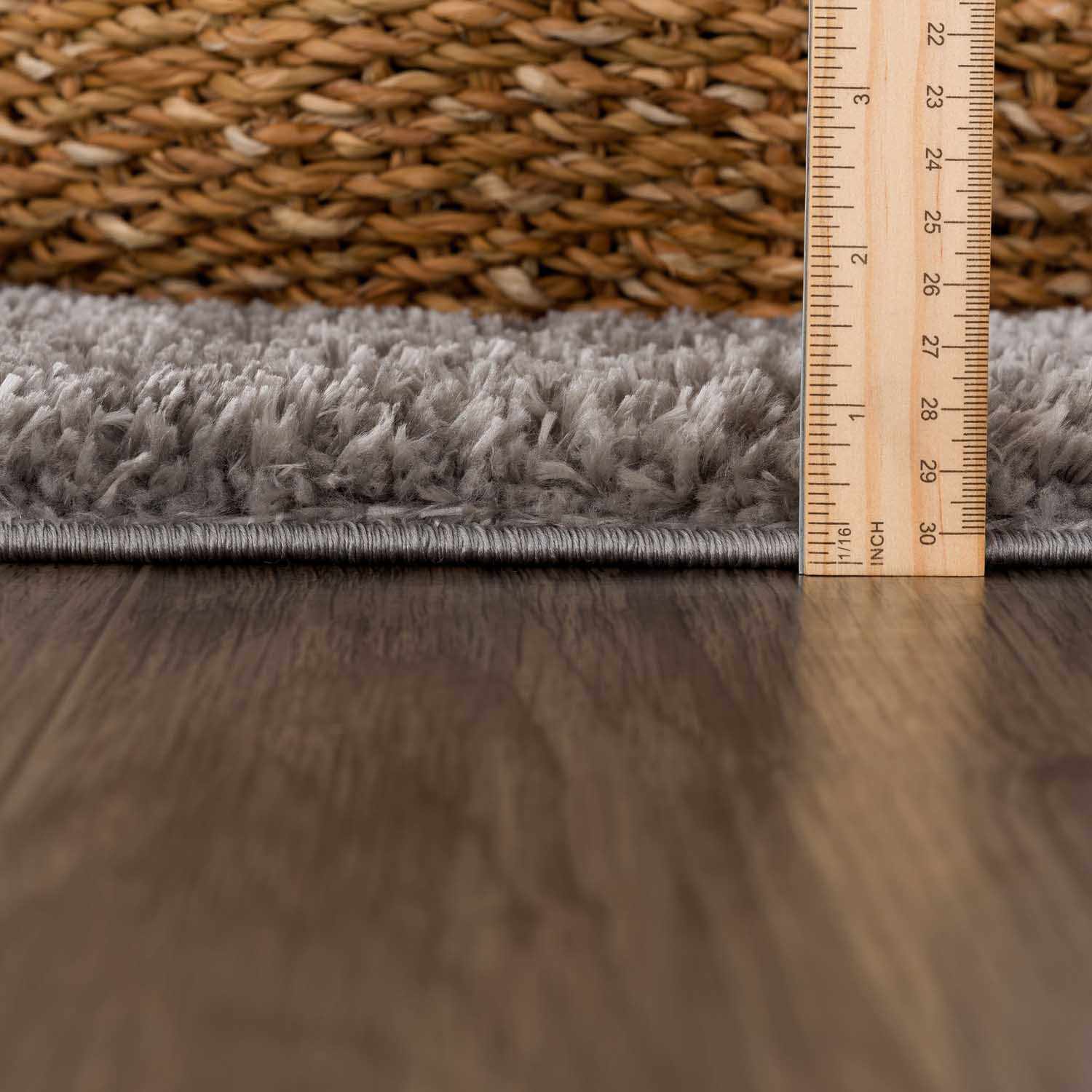 Heavenly Solid Gray Plush Area Rug