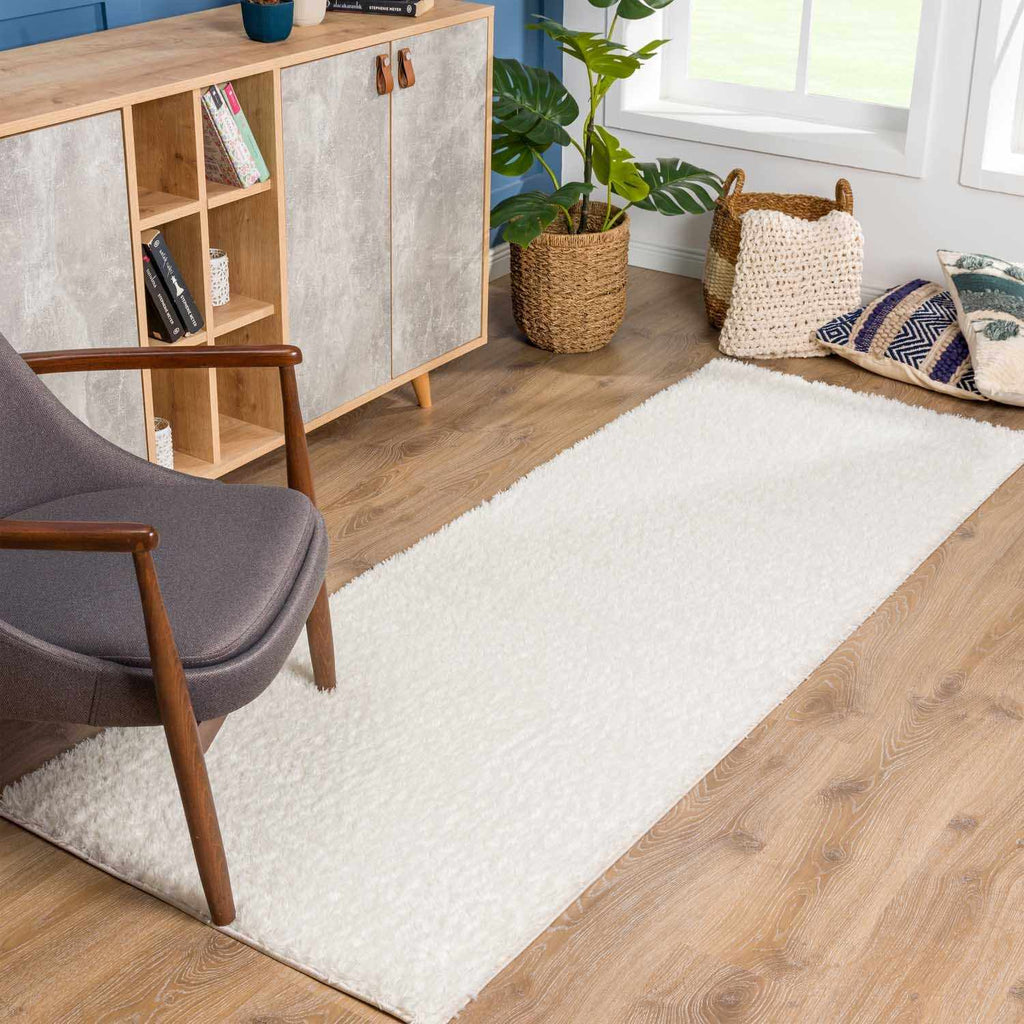Crevalo Cream Subtle Wavy Abstract Modern Minimalist Polyester Machine Woven Area Rug