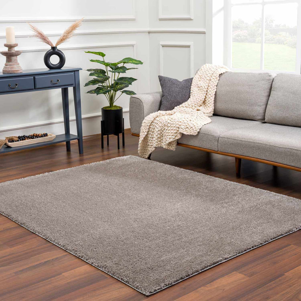 Charven Charcoal Subtle Wavy Abstract Modern Minimalist Polyester Machine Woven Area Rug