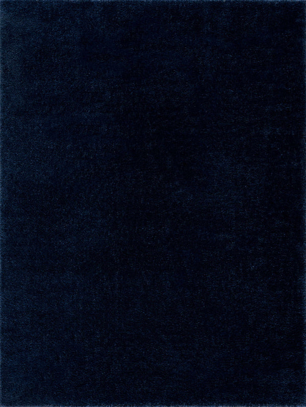 Navero Dark Blue Subtle Wavy Abstract Modern Minimalist Polyester Machine Woven Area Rug - Clearance