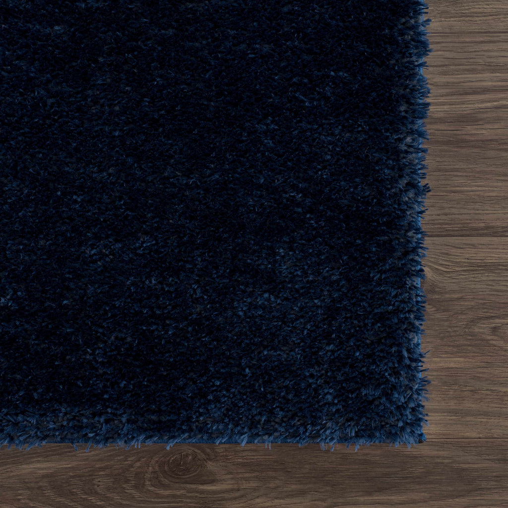 Navero Dark Blue Subtle Wavy Abstract Modern Minimalist Polyester Machine Woven Area Rug - Clearance